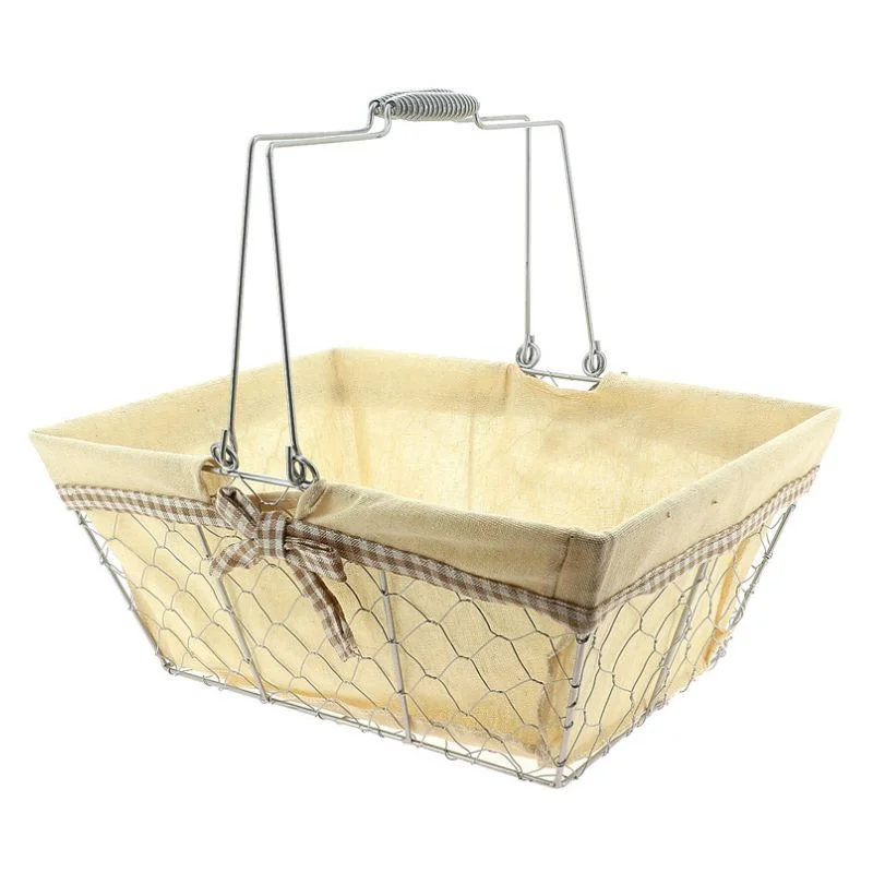 Vente Flash Panier Rectangle Métal et Tissu Beige 380 x 280 mm