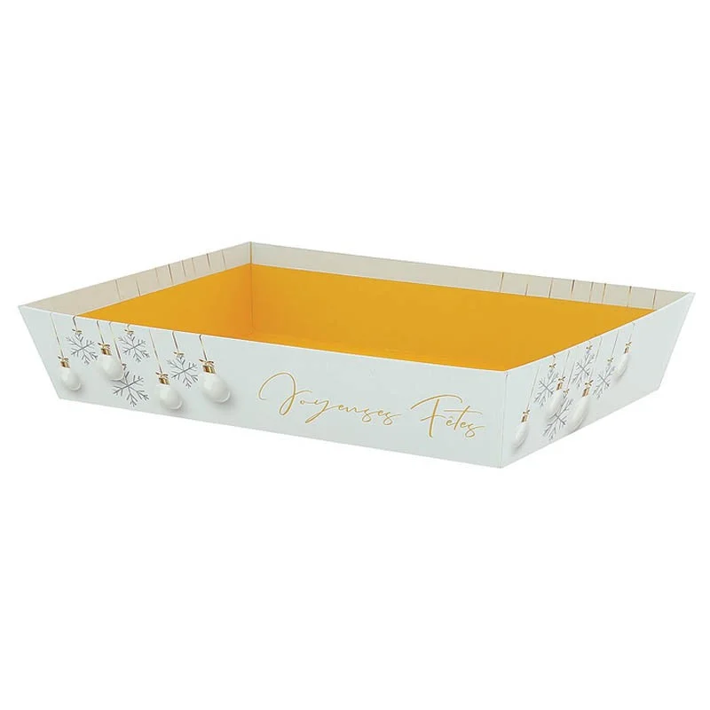 Corbeille Carton Rectangle Noel Blanc - 260 x 200 mm Paiement Sécurisé