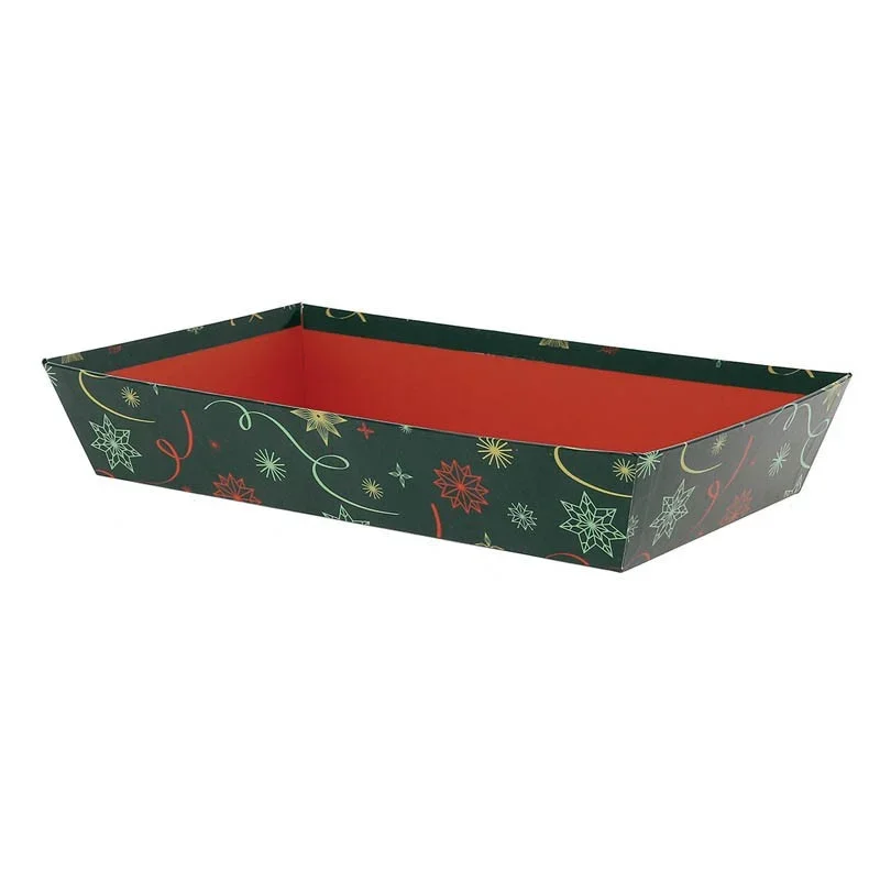 Prix Choc Corbeille Carton Rectangle Noel Vert - 330 x 200 mm