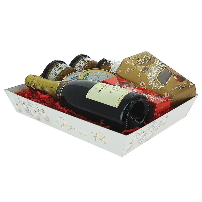 Corbeille Carton Rectangle Noel Blanc - 330 x 200 mm Solde
