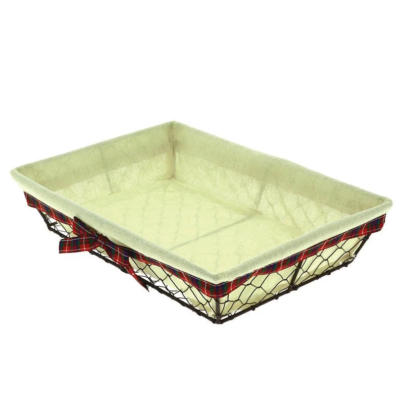 Bon Marché Corbeille Metal Tissu Ecossais Recatngle - 330 x 230 mm