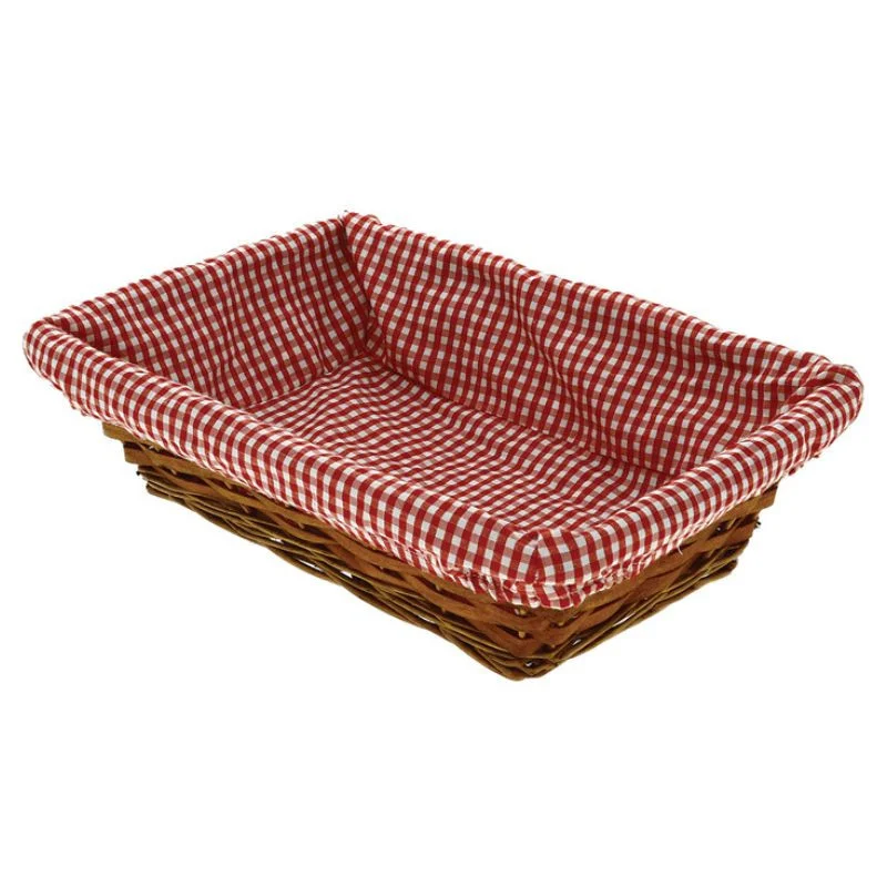 Retour Gratuit Corbeille Rectangle Eclisse de Bois - Vichy Rouge - 350 x 250 mm