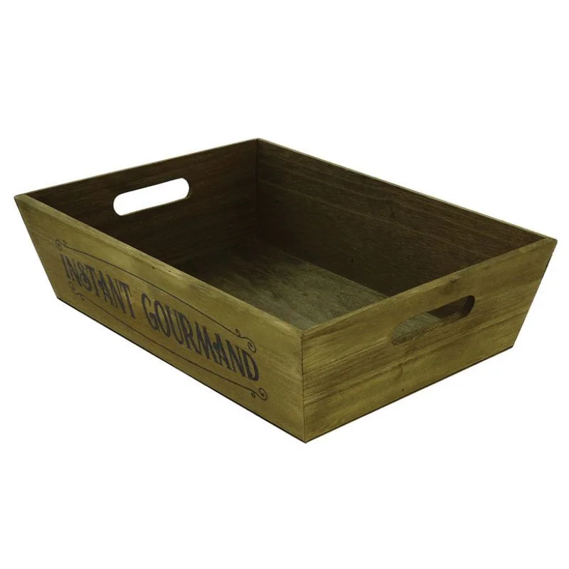Corbeille en Bois Rectangle Teinté - 350 x 250 mm Solde