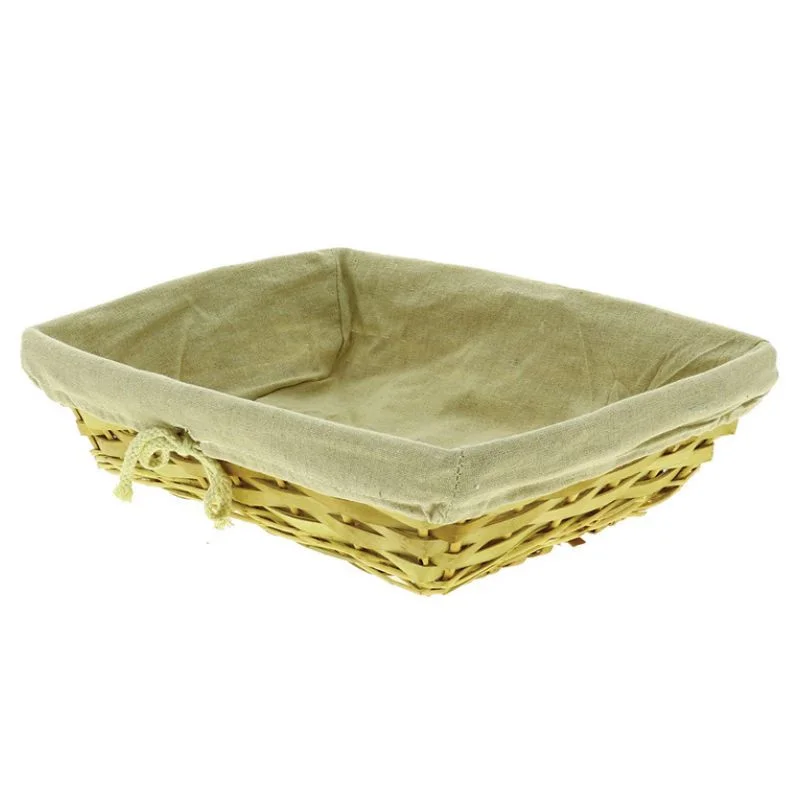 Corbeille Rectangulairee Osier Bois avec Doublure Jute 380 x 290 mm Acheter Direct