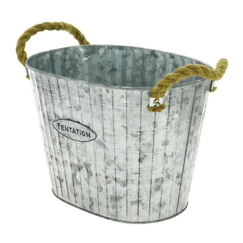 Certifié Corbeille Ovale Zinc 280 x 210 mm