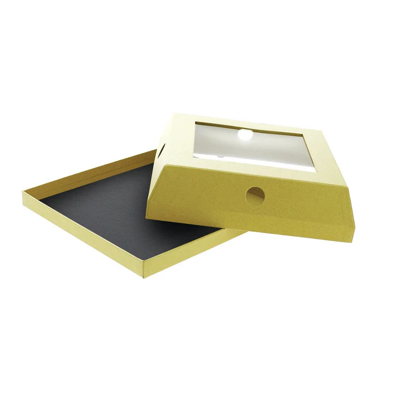 Nouvelle Collection Cloche à Fromage Carrée Kraft avec Fenêtre PVC - 250 x 250 mm