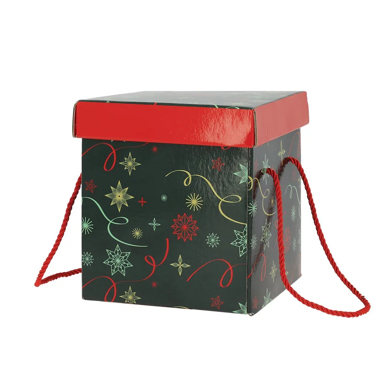 Certifié Boîte Carrée Pliable Noël Vert 180 x 180 mm