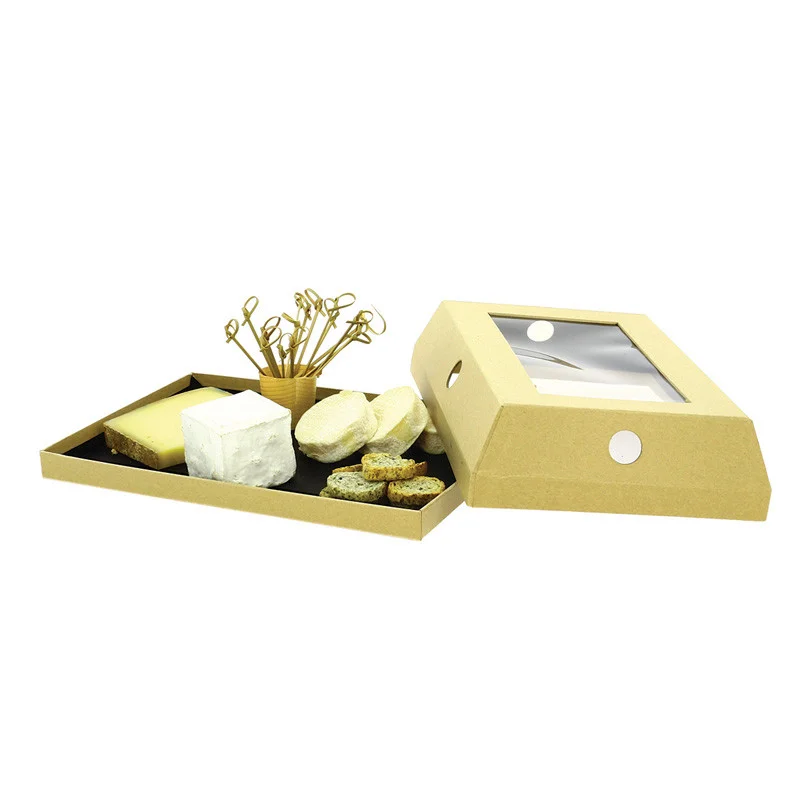 Cloche à Fromage Rectangle Kraft avec Fenêtre PVC - 305 x 205 mm Prix Réduit