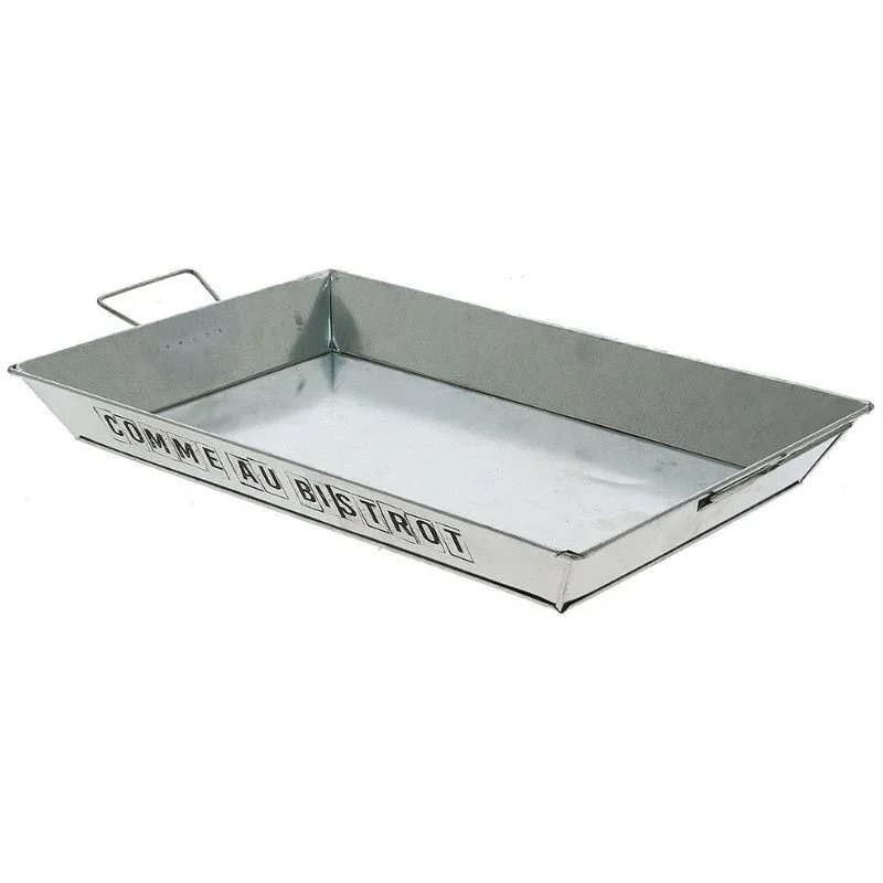 Vente Directe Plateau Rectangle en Zinc Anses Rabattables - 370 x 350 mm