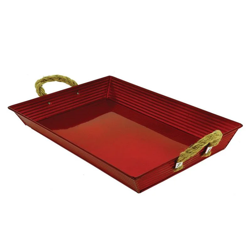 Certifié Plateau Rectangle Zinc Rouge - 350 x 250 mm