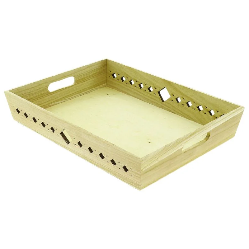 Plateau en Bois avec Décor Losanges Découpé au Laser - 400 x 300 Vente Flash
