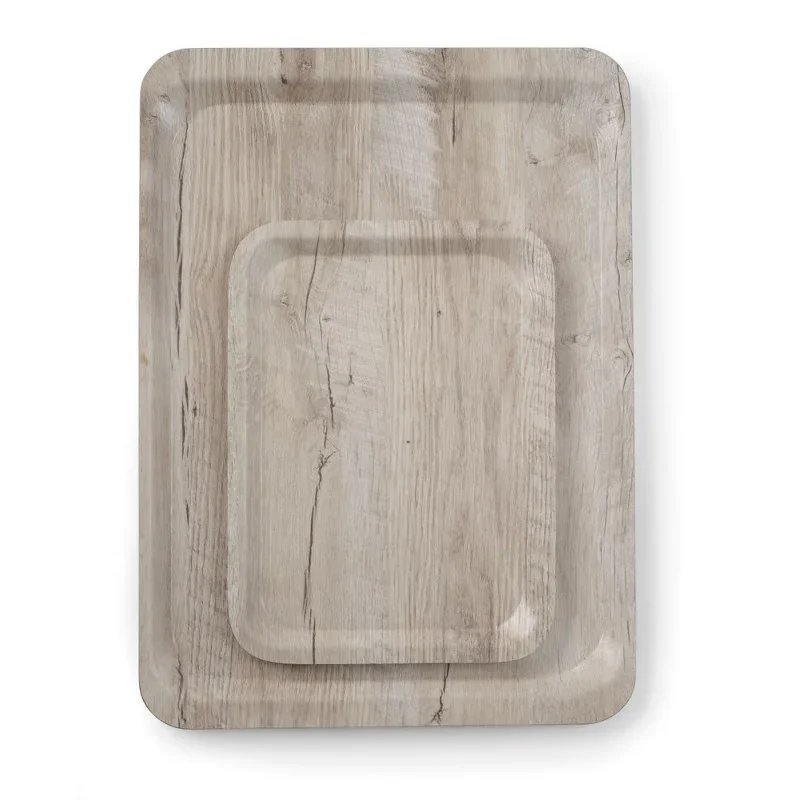 Plateau de Service en Mélamine Imprimé Bois Clair - 350 x 240 mm Paiement Sécurisé