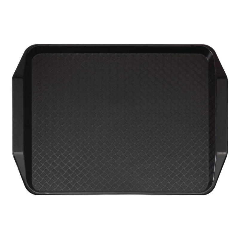 Plateau Rectangulaire Noir avec Poignées en Polypropylène Fast Food Paiement Sécurisé