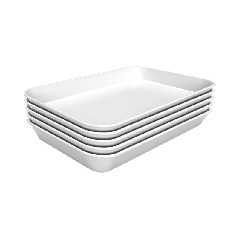 Promotion Plat de Présentation Mélamine Blanc - L 250 x P 350 x H 40 mm - Lot de 5