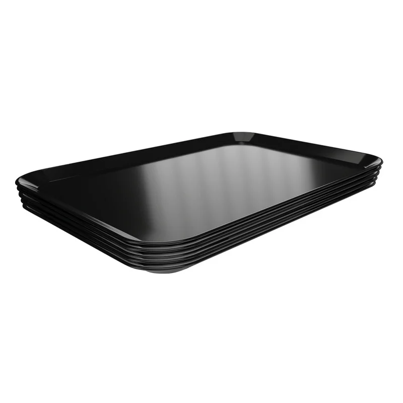 Haute Qualité Plat de Présentation Mélamine Noir - L 280 x P 420 x H 17 mm - Lot de 5