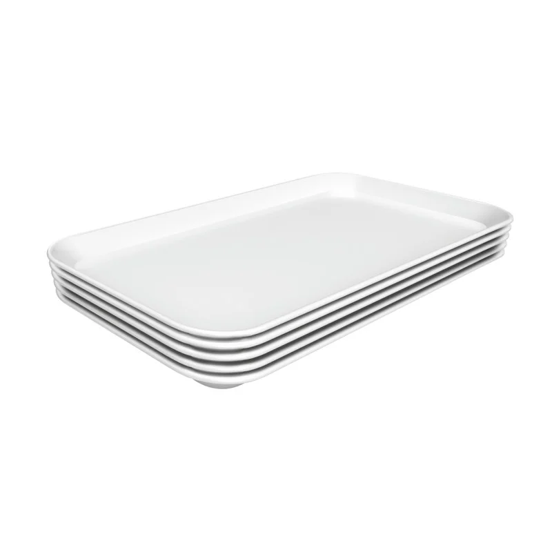 Plat de Présentation Mélamine Blanc - L 190 x P 300 x H 17 mm - Lot de 5 Vente Directe