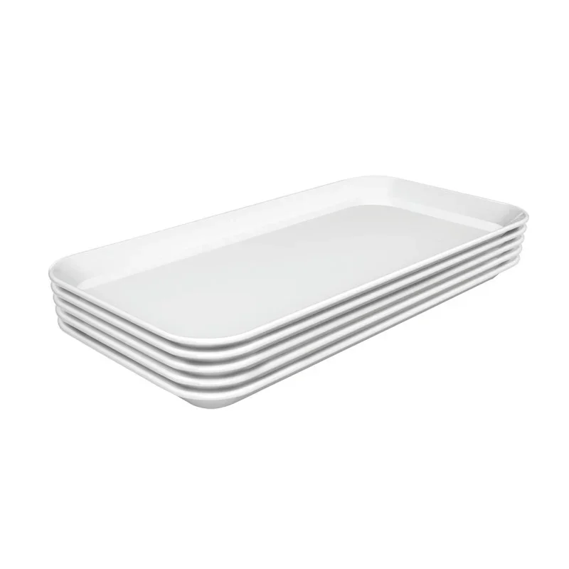 Réduction Plat de Présentation Mélamine Blanc - L 150 x P 300 x H 17 mm - Lot de 5