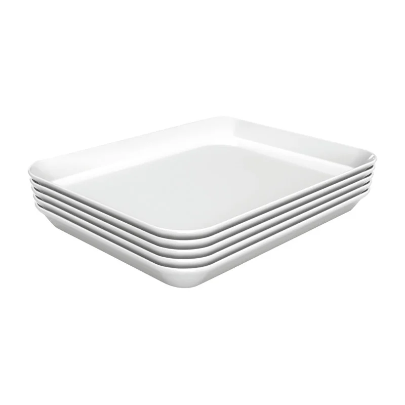 Haute Qualité Plat de Présentation Mélamine Blanc - L 150 x P 190 x H 17 mm - Lot de 5