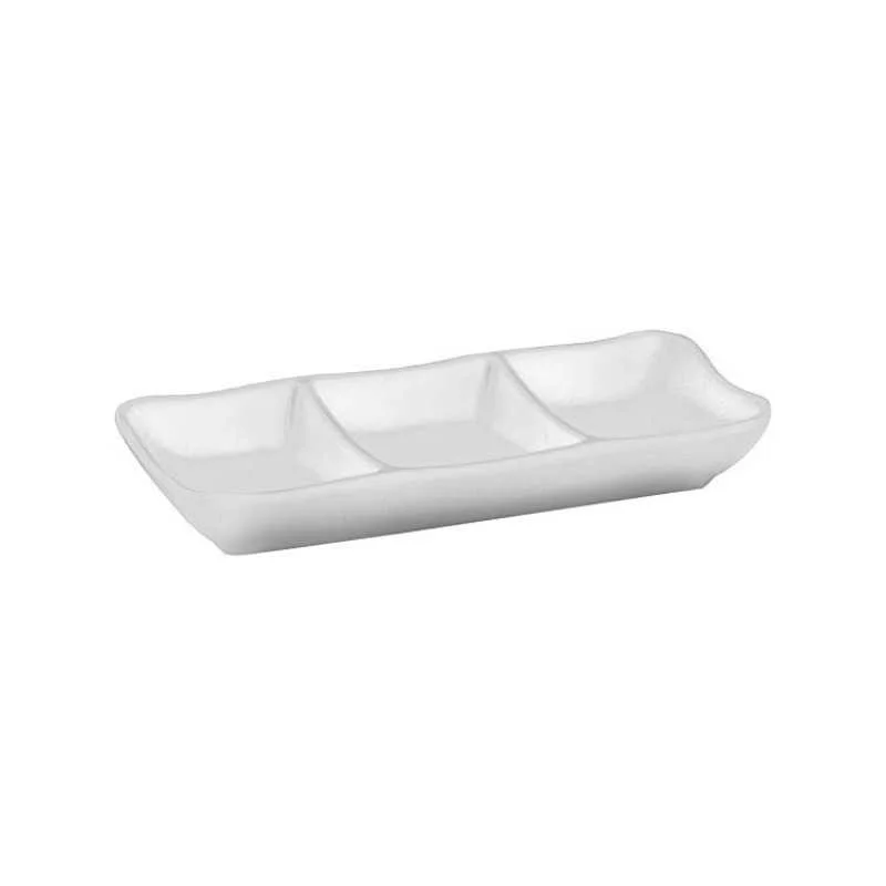 Plateau À Sauce Triple en Mélamine - 19 x 8 cm Promotion Saisonnière