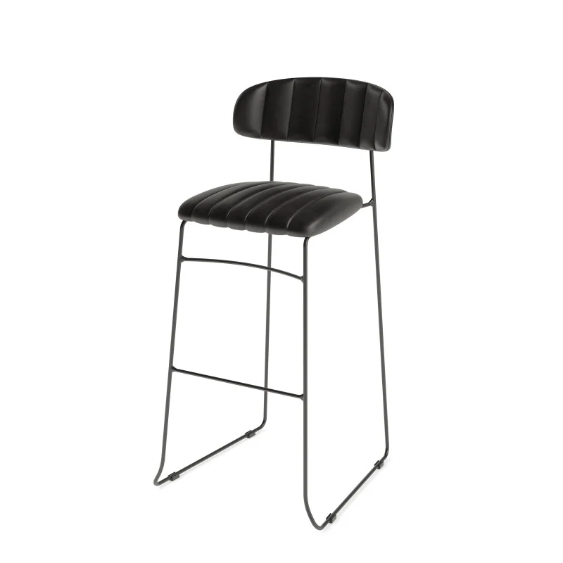 Achat Immédiat Tabouret de Bar Mundo - Noire en Cuir Synthétique