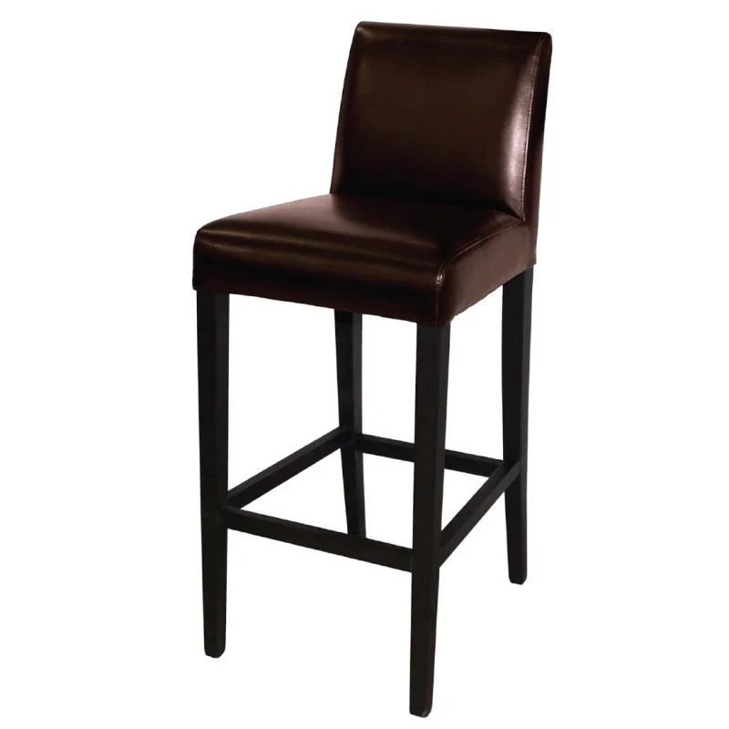 Nouvelle Collection Tabouret De Bar Haut Avec Dossier En Simili Cuir - Marron Foncé