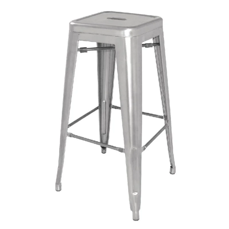 Produit De Marque Tabourets Hauts en Acier Galvanisé Gris Argenté - Lot de 4