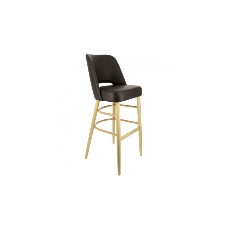 Soldes Chaise De Bar Colisee Confort Hetre - Assise Simili Chocolat - H 1120 mm