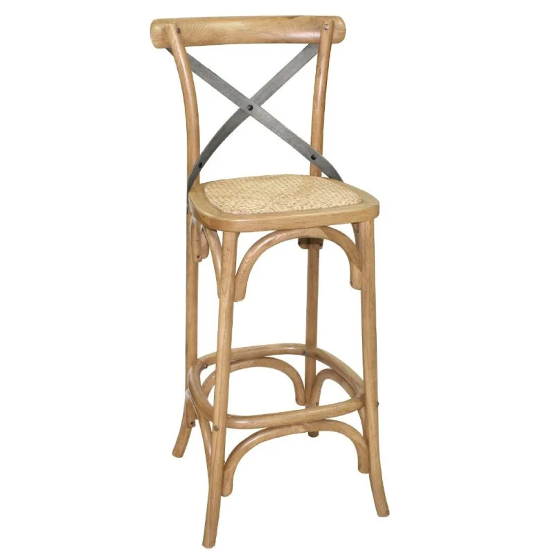 Livraison Gratuite Tabouret De Bar En Bois Avec Dossier Croisé - Métal