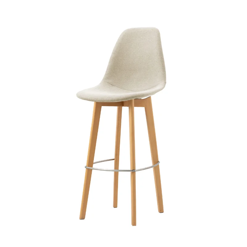 Commander Vite Tabouret de Bar Tissu - Piètement Bois Keeve - Beige