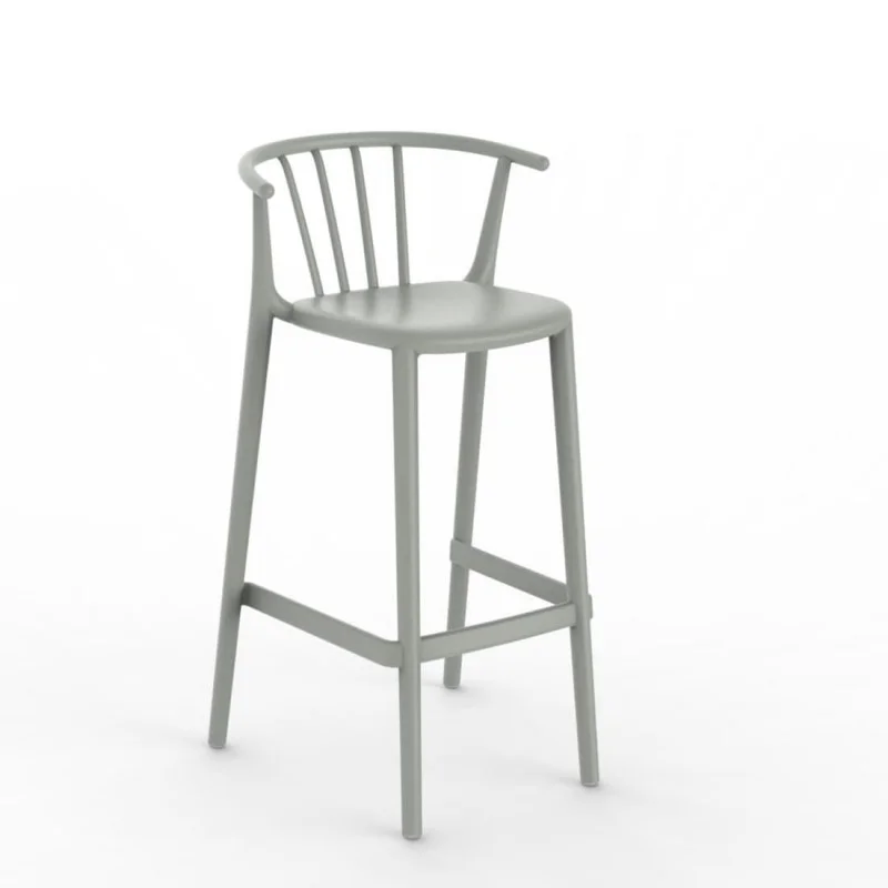 Tabouret Haut Woody - Gris-Vert - Lot de 4 Offre Spéciale