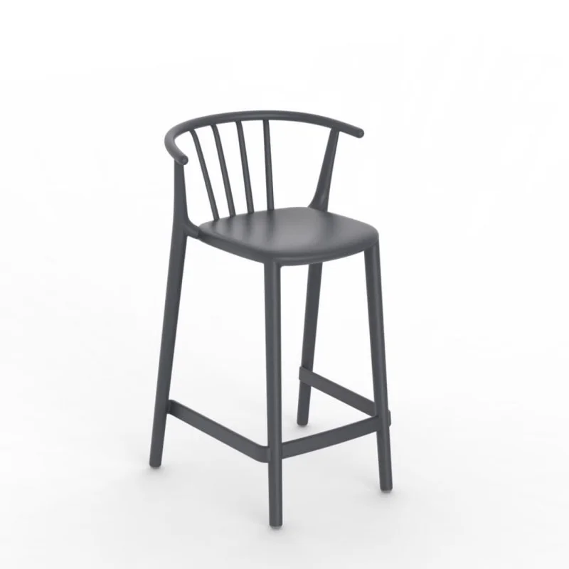 Tabouret Moyen Woody - Gris Foncé - Lot de 4 Top Vente