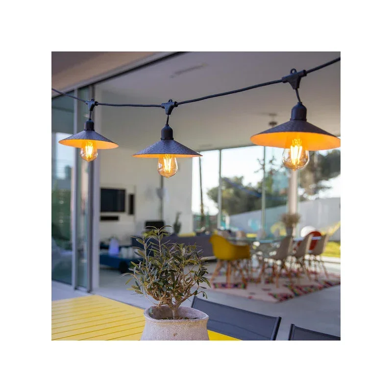 Guirlande Lumineuse à Abat Jour Acier 6 m - Vinty Light Meilleur Prix