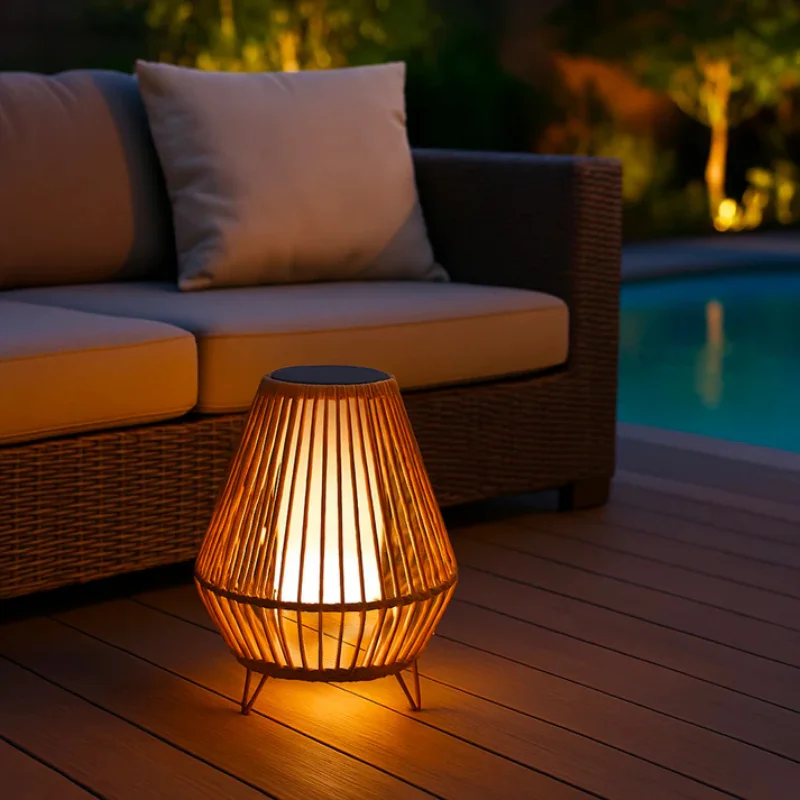 Nouveauté Lanterne Solaire Rotin H 35 cm - Salomea