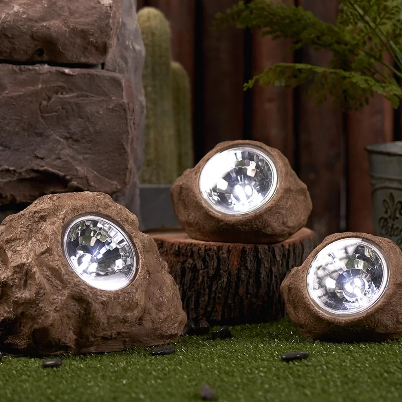 Nouveauté Décoration Solaire Rocky Brown - Lot de 3