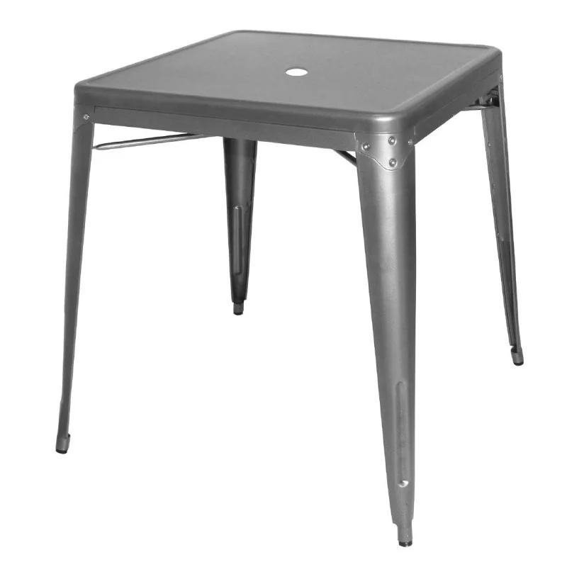 Produit De Marque Table Carrée en Acier Gris Métallisé – L 668 x P 668 mm