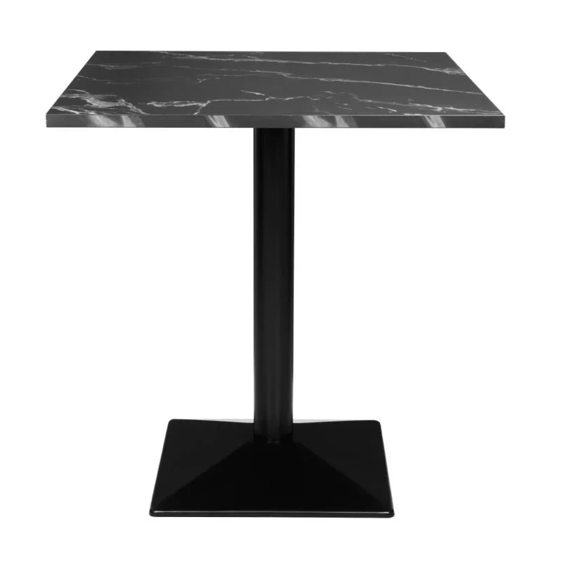 Table Carrée Effet Pierre Noire - 70 x 70 cm Haute Qualité