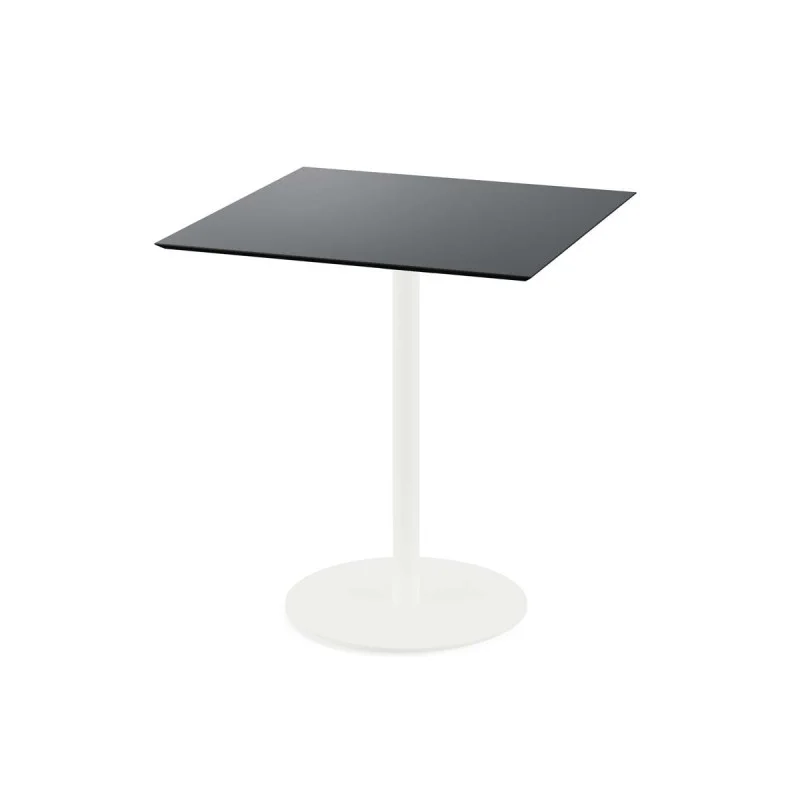 Table Bistrot Urban Piètement Blanc et Plateau Noir - 70 x 70 cm Dernier Modèle