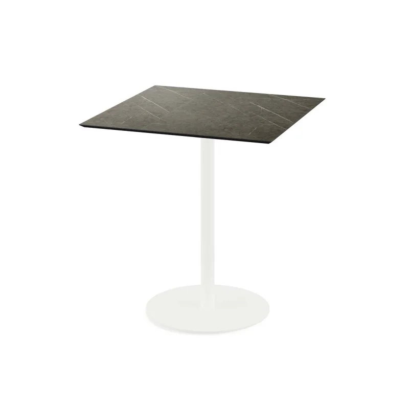 Table Bistrot Urban Piètement Blanc et Plateau Midnight Marble - 70 x 70 cm Satisfait Ou Remboursé