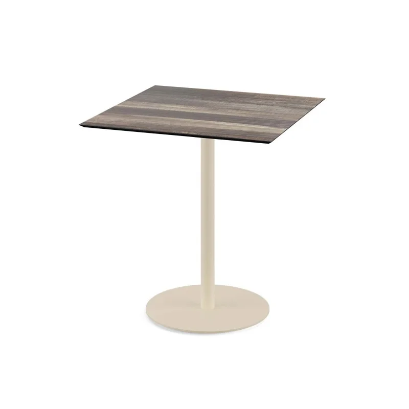 Bon Marché Table Bistrot Urban Piètement Sable et Plateau Tropical Wood - 70 x 70 cm