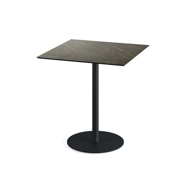 Super Prix Table Bistrot Urban Piètement Noir et Plateau Midnight Marble - 70 x 70 cm