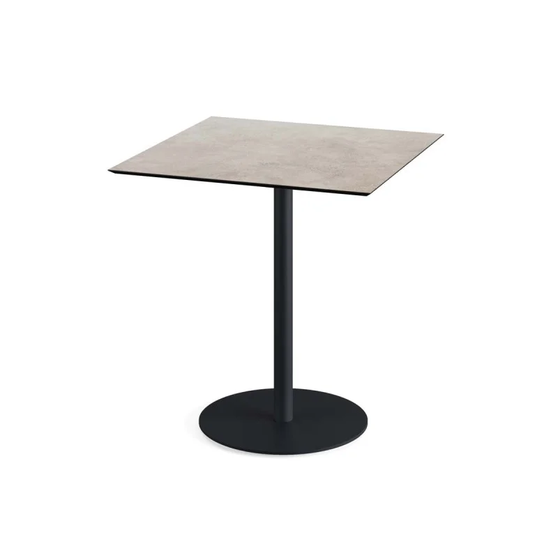 Table Bistrot Urban Piètement Noir et Plateau Moonstone - 70 x 70 cm Commander Vite
