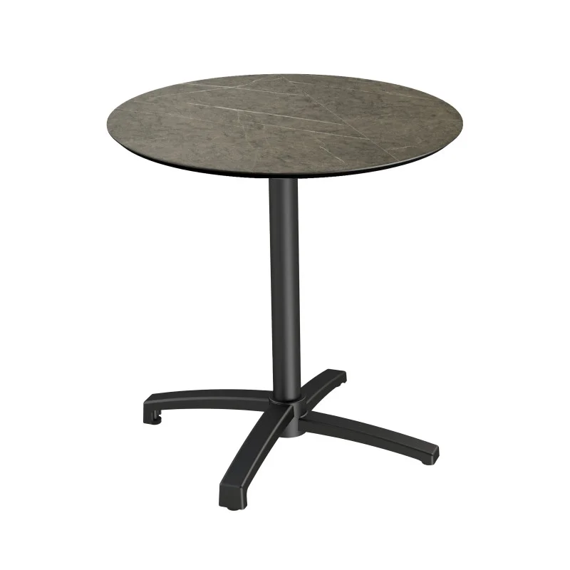 Table de Bistrot X Cross avec Piètement Noir Midnight Marble - Ø 70 cm Certifié