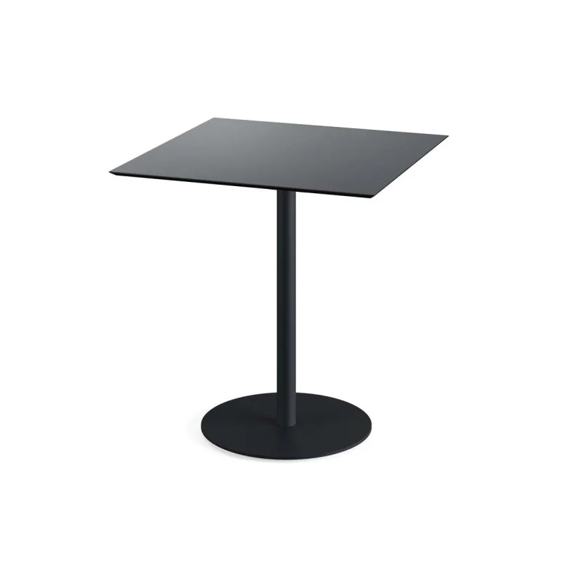 Table Bistrot Urban Piètement Noir et Plateau Noir - 70 x 70 cm Offre Limitée