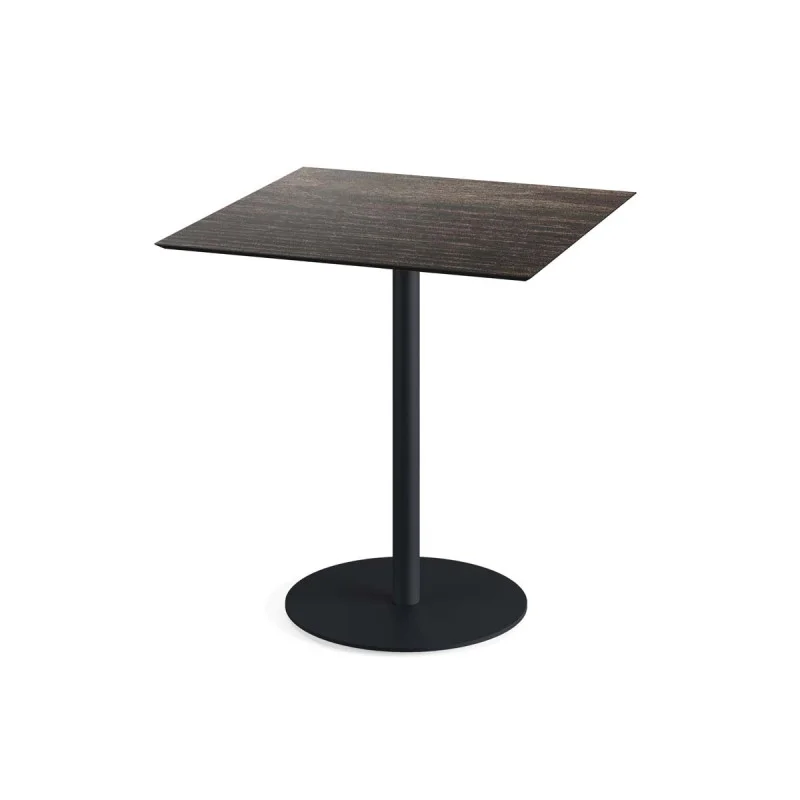 Acheter Direct Table Bistrot Urban Piètement Noir et Plateau Riverwashed Wood - 70 x 70 cm