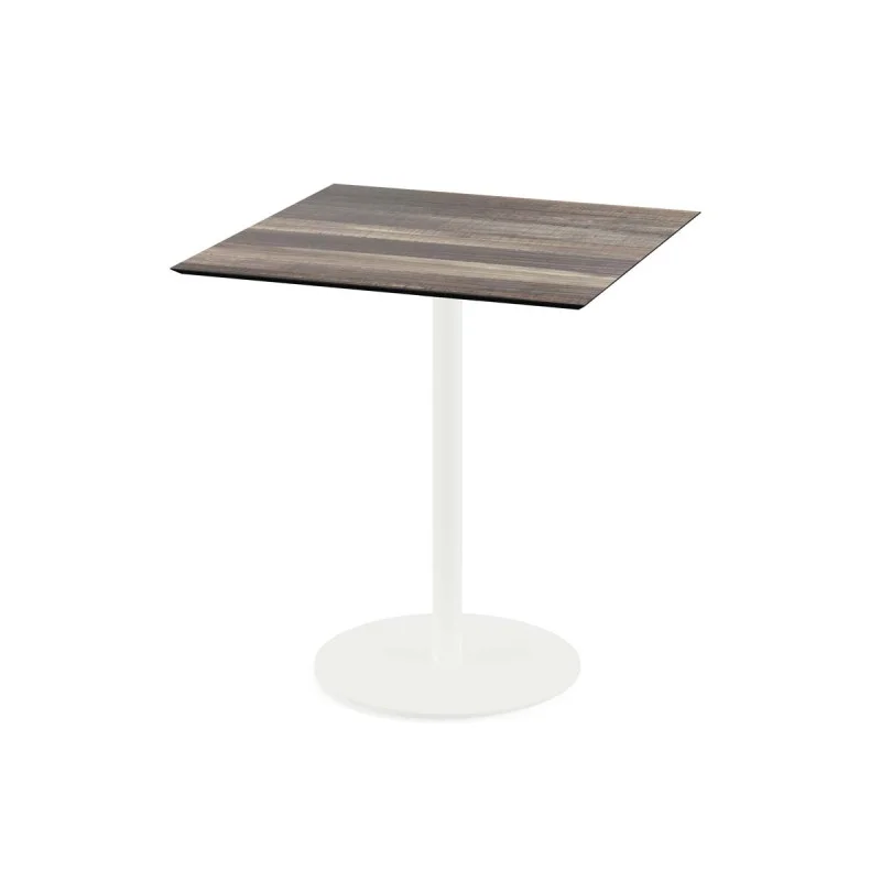 Table Bistrot Urban Piètement Blanc et Plateau Tropical Wood - 70 x 70 cm Affaire À Saisir