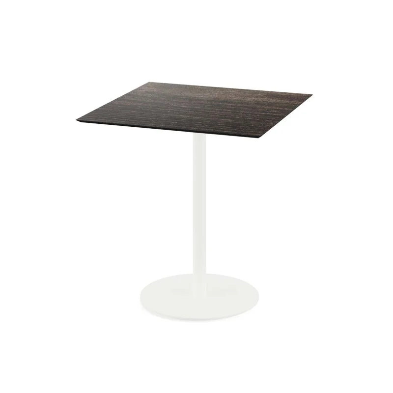 Offre Exclusive Table Bistrot Urban Piètement Blanc et Plateau Riverwashed Wood - 70 x 70 cm