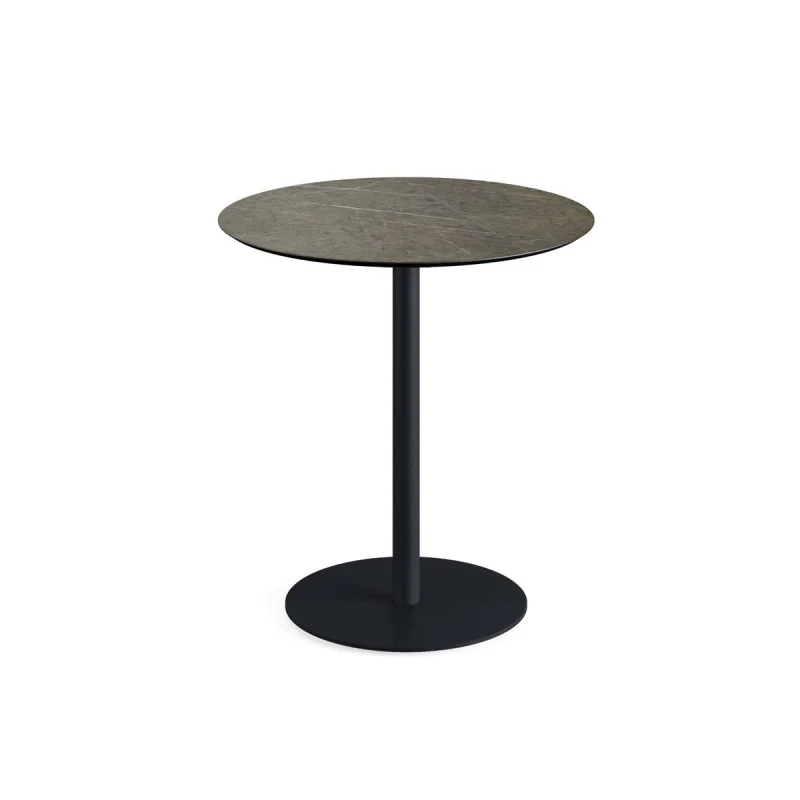 Meilleur Choix Table Bistrot Urban Piètement Noir et Plateau Midnight Marble - Ø 70 cm