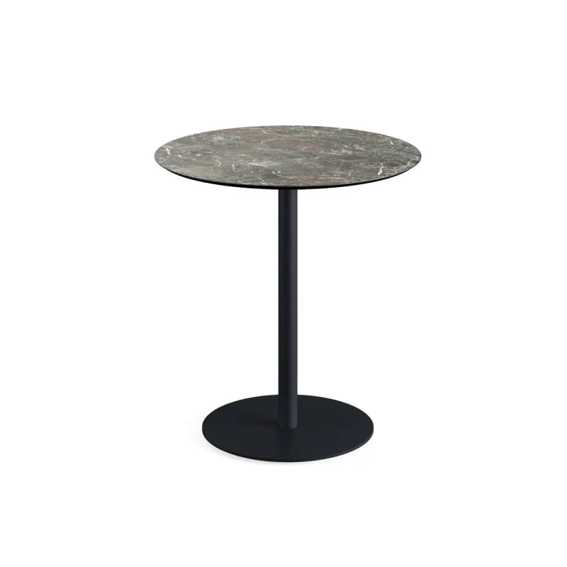 Bon Marché Table Bistrot Urban Piètement Noir et Plateau Galaxy Marble - Ø 70 cm