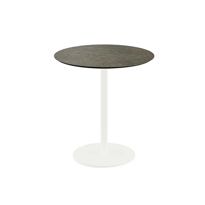 Table Bistrot Urban Piètement Blanc et Plateau Midnight Marble - Ø 70 cm Prix Cassé