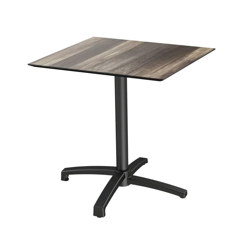 Jusqu’à Épuisement Des Stocks Table de Bistrot X Cross avec Piètement Noir Tropical Wood - 70 x 70 cm